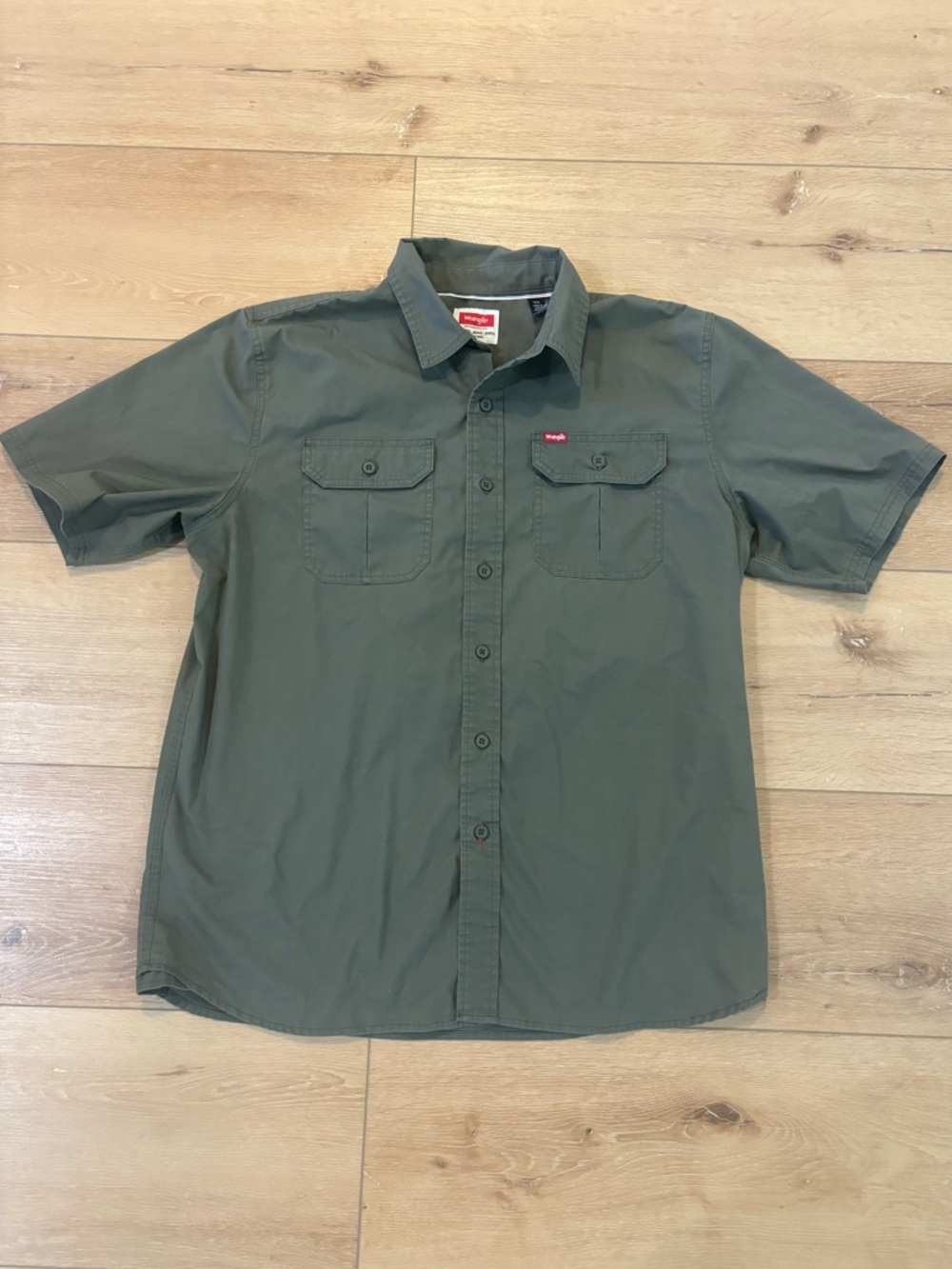 Men’s Wrangler Western / Work Shirt Large Olive Green